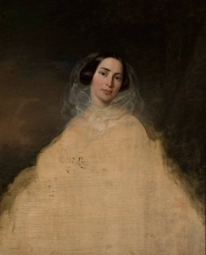 Portrait sketch of a lady by Jozef Simmler Oil Painting