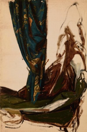 Quinn's Attire and a Drapery. Studies to the Painting 'The Oath of Queen Jadwiga' by Jozef Simmler Oil Painting