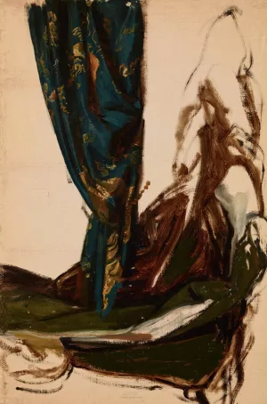 Quinn's Attire and a Drapery. Studies to the Painting 'The Oath of Queen Jadwiga' by Jozef Simmler Oil Painting