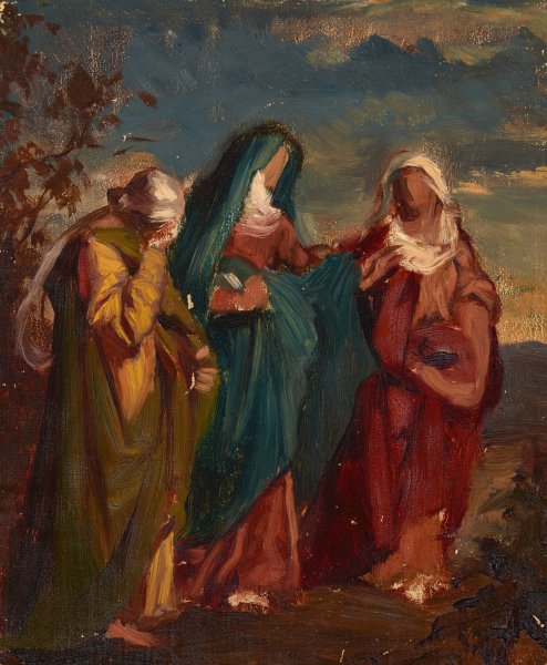 Sketch to the Painting 'Three Marys Walking to Christ's Tomb' by Jozef Simmler - Hand-Painted Oil Painting Reproduction