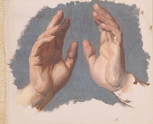 Study of Both Hands of the Bishop for the Painting 'The Oath of Queen Jadwiga' by Jozef Simmler Oil Painting