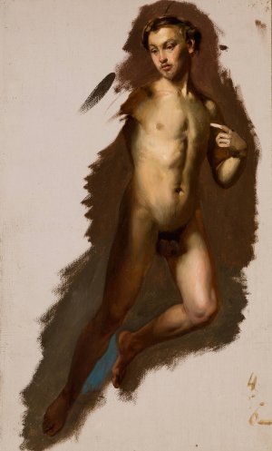 Study of the Amor Figure to the Painting 'Wedding Procession of Amor and Psyche' by Jozef Simmler Oil Painting