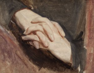 Study of the hands of Sigismund Augustus for the painting “Death of Barbara Radziwill” by Jozef Simmler Oil Painting