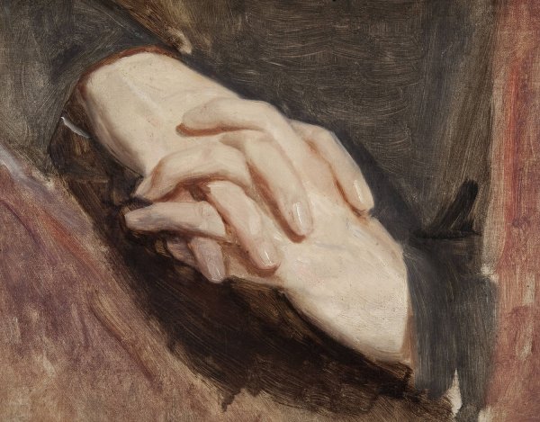 Study of the hands of Sigismund Augustus for the painting “Death of Barbara Radziwill”  by Jozef Simmler - Hand-Painted Oil Painting Reproduction