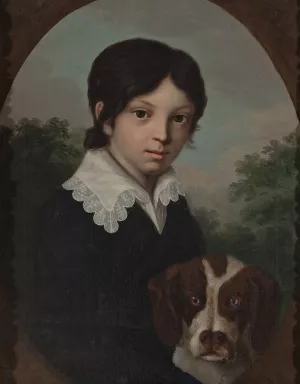 Childhood portrait of OleS Walicki by Jozef Sonntag Oil Painting