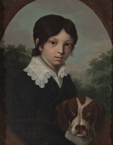 Childhood portrait of OleS Walicki  by Jozef Sonntag - Hand-Painted Oil Painting Reproduction