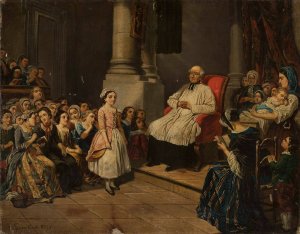 Catechism lesson by Jozef Szermentowski Oil Painting