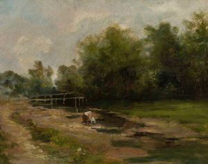 Landscape by Jozef Szermentowski Oil Painting