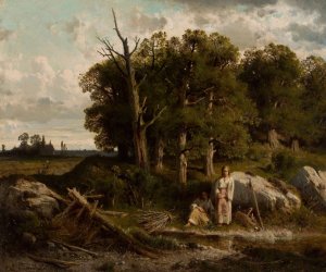 Oak forest by Jozef Szermentowski Oil Painting
