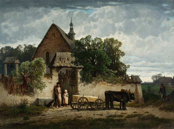 Peasant funeral  by Jozef Szermentowski - Hand-Painted Oil Painting Reproduction
