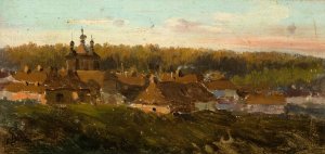 Volhynian Village by Jozef Szermentowski Oil Painting