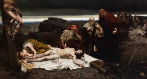Descent from the Cross by Jozef Unierzyski Oil Painting