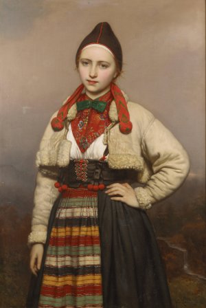 Jeune fille de la paroisse de Rattvik dans Dalarne, Suede by Jozef Van Lerius Oil Painting
