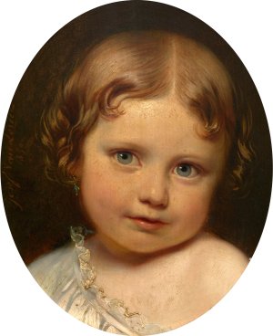 Madame Valentine De Give-LeDelier as a Child by Jozef Van Lerius Oil Painting