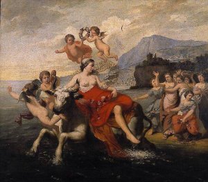The Rape of Europe by Jozef Van Lerius Oil Painting