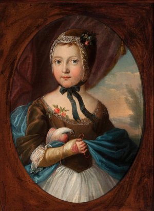 Portrait of Anna Boguslawska nee Linowska by Jozef Wall Oil Painting