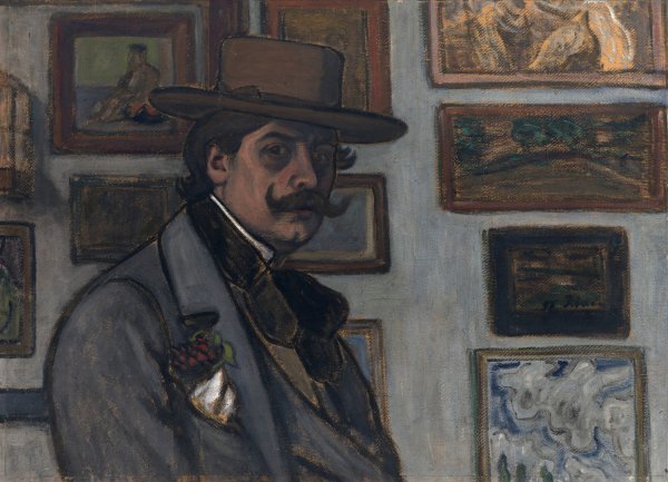 Self-Portrait in a brown hat  by Jozsef Rippl-Ronai - Hand-Painted Oil Painting Reproduction