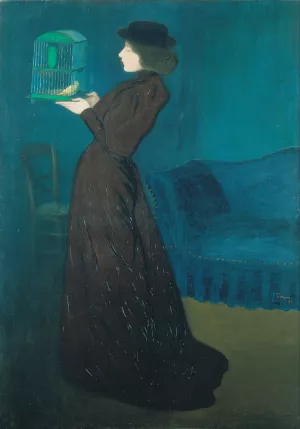Woman with a Birdcage by Jozsef Rippl-Ronai Oil Painting