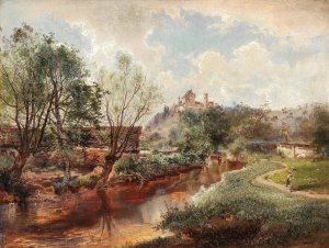 A Summer Day by the River by Jozsef Von Molnar Oil Painting