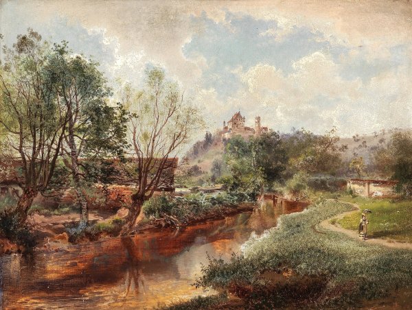 Main Product Photo of A Summer Day by the River Painting by Jozsef Von Molnar