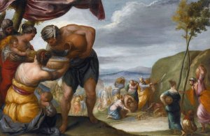 Moses Striking The Rock by Juan Antonio De Frias Y Escalante Oil Painting