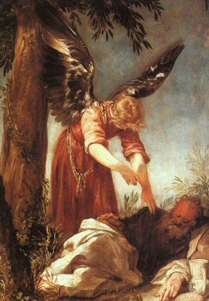 An Angel Awakens the Prophet Elijah by Juan Antonio Frias y Escalante Oil Painting