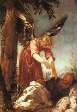 An Angel Awakens the Prophet Elijah by Juan Antonio Frias y Escalante - Oil Painting Reproduction