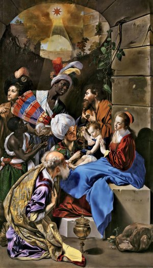 La Adoracion De Los Reyes Magos by Juan Bautista Maino Oil Painting