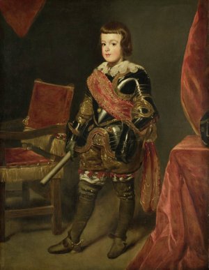 Portrait of Prince Baltasar Carlos, Son of the Spanish King Philip IV, at approximately 11 years of age by Juan Bautista Martinez Del Mazo Oil Painting