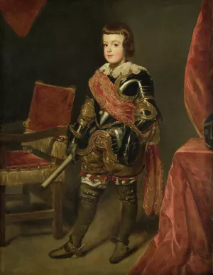 Portrait of Prince Baltasar Carlos, Son of the Spanish King Philip IV, at approximately 11 years of age by Juan Bautista Martinez Del Mazo Oil Painting