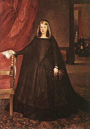 The Empress Dona Margarita de Austria in Mourning Dress by Juan Bautista Martinez Del Mazo Oil Painting