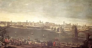 View of Zaragoza Oil painting by Juan Bautista Martinez Del Mazo