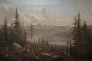 A Mountain Landscape with a Fallen Tree in the Foreground by Juan Buckingham Wandesforde Oil Painting