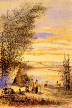 Indian Encampment by the Lake by Juan Buckingham Wandesforde - Oil Painting Reproduction