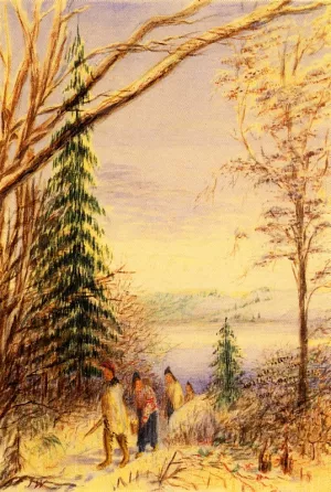Indians Walking Along a Winter Path by Juan Buckingham Wandesforde - Oil Painting Reproduction