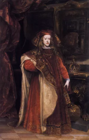 Charles II as Grandmaster of the Golden Fleece painting by Juan Carreno De Miranda