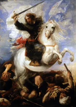 St James the Great in the Battle of Clavijo painting by Juan Carreno De Miranda