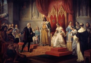 Cristopher Columbus at the Court of the Catholic Monarchs by Juan Cordero Oil Painting