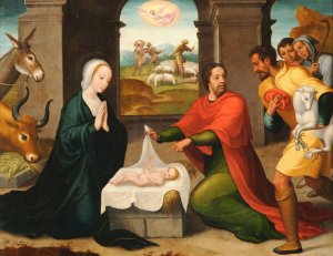 Adoracion de los pastores by Juan Correa De Vivar Oil Painting