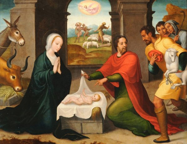 Adoracion de los pastores  by Juan Correa De Vivar - Hand-Painted Oil Painting Reproduction