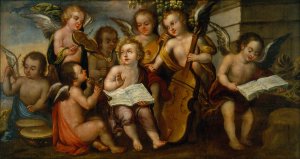 The Infant Jesus with Angelic Musicians by Juan Correa Oil Painting