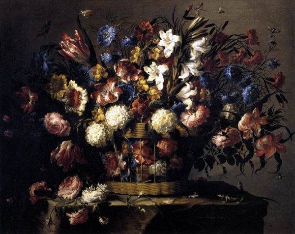 Basket of Flowers by Juan De Arellano - Hand-Painted Oil Painting Reproduction