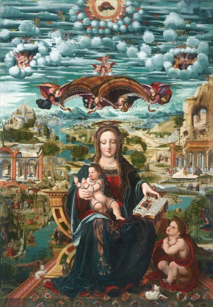 Virgin and Child with the Infant Saint John  by Juan De Borgona - Hand-Painted Oil Painting Reproduction