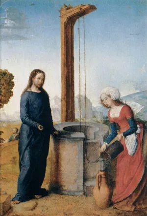Christ and the Woman of Samaria Oil painting by Juan De Flandes