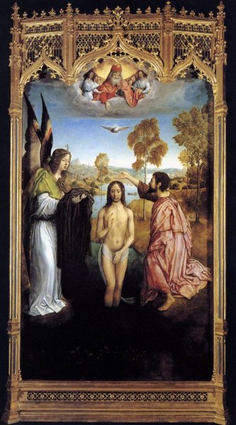 The Baptism of Christ by Juan De Flandes - Hand-Painted Oil Painting Reproduction