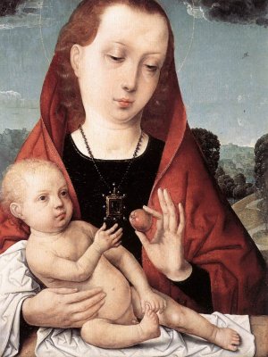 Virgin and Child Before a Landscape Oil painting by Juan De Flandes