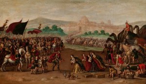 Abigail Presents Gifts to David by Juan De La Corte Oil Painting