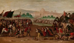 Abigail Presents Gifts to David by Juan De La Corte Oil Painting