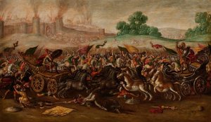 The Burning of Jerusalem by Nebuchadnezzar's Army by Juan De La Corte Oil Painting