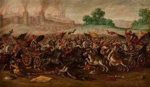 The Burning of Jerusalem by Nebuchadnezzar's Army by Juan De La Corte Oil Painting